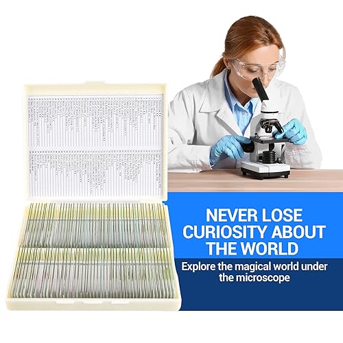 Miniatura 3 de 100 portaobjetos de microscopio preparados con muestras para niños y adultos bacterias, hongos, tejidos humanos, mitosis, plantas, insectos,