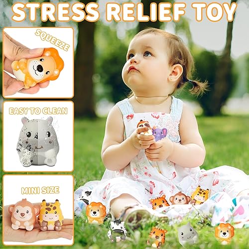 Miniatura 2 de 12 piezas de recuerdos de fiesta de safari en la selva espuma de levantamiento lento Squishy zoológico animales juguetes regalo de cumpleaños para