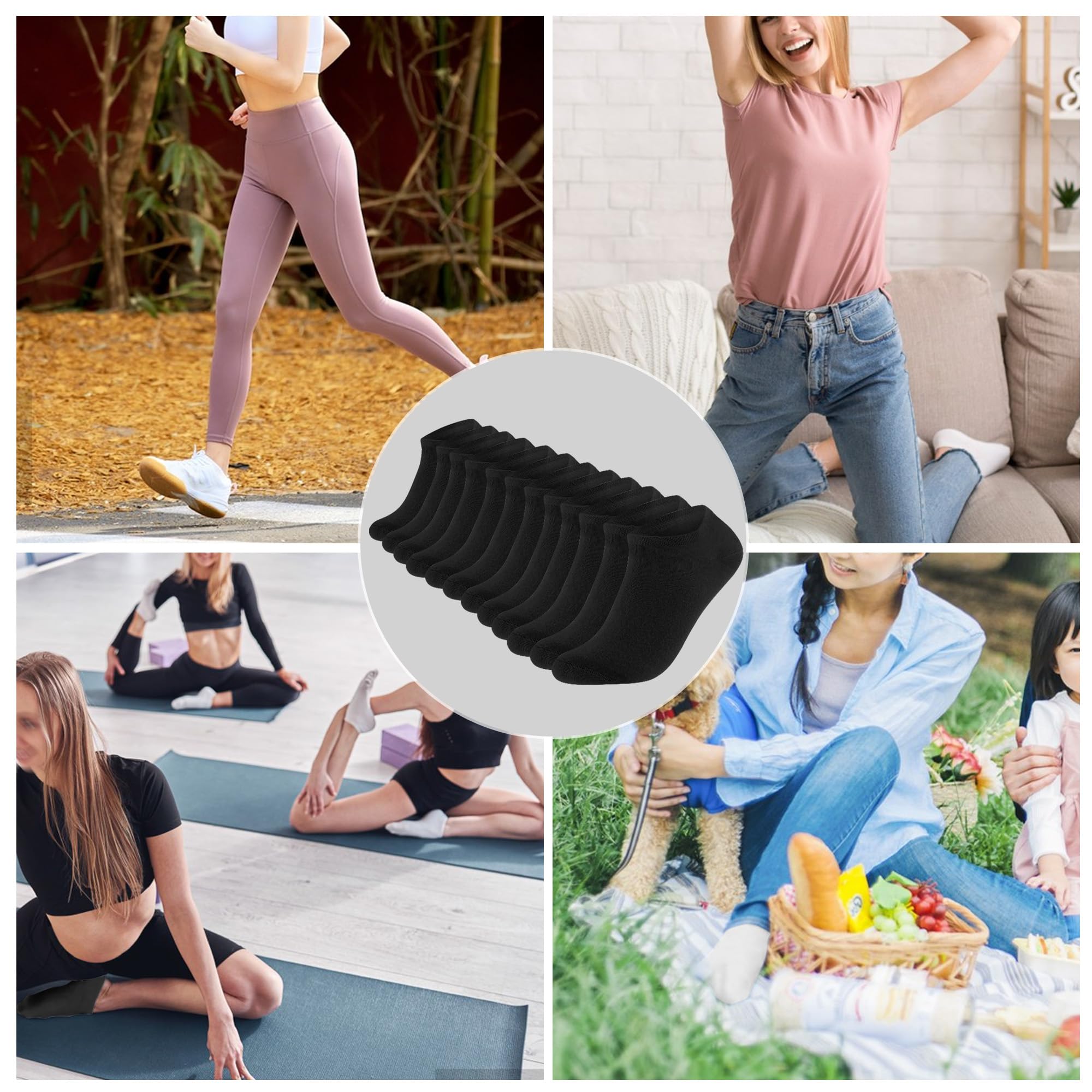 12 Paia Calzini Corti Uomo & Donna,Corti Cotone Calzini Sportivi Corti Traspirante Sportive Calze Donna Running Calzini 35-38 39-42 43-46 47-50 Unisex ZD2301 - 3