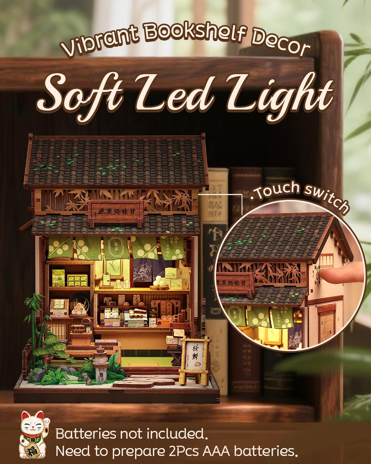 Cutefun Book Nook - DIY Case delle bambole, book nook japan per Adulti, Artigianale di Tiny House, Adorabile Negozio di Dolci Giapponese, Regalo per Donne che Amano i Libri(Kanmi-dokoro Kurihara)