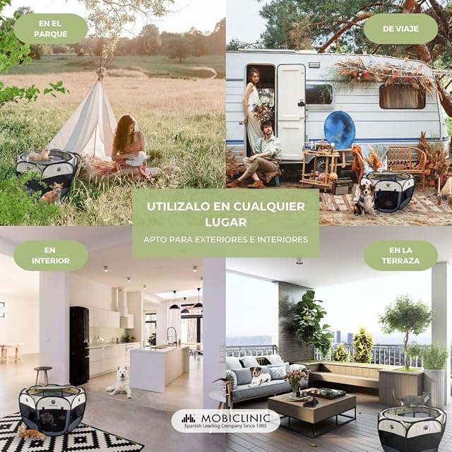 Foto 3 de 8 de Mobiclinic® Pets, Parque para Perros, Plegable, 114x114x58cm, Scooby, 2 accesos, 8 Ventanas