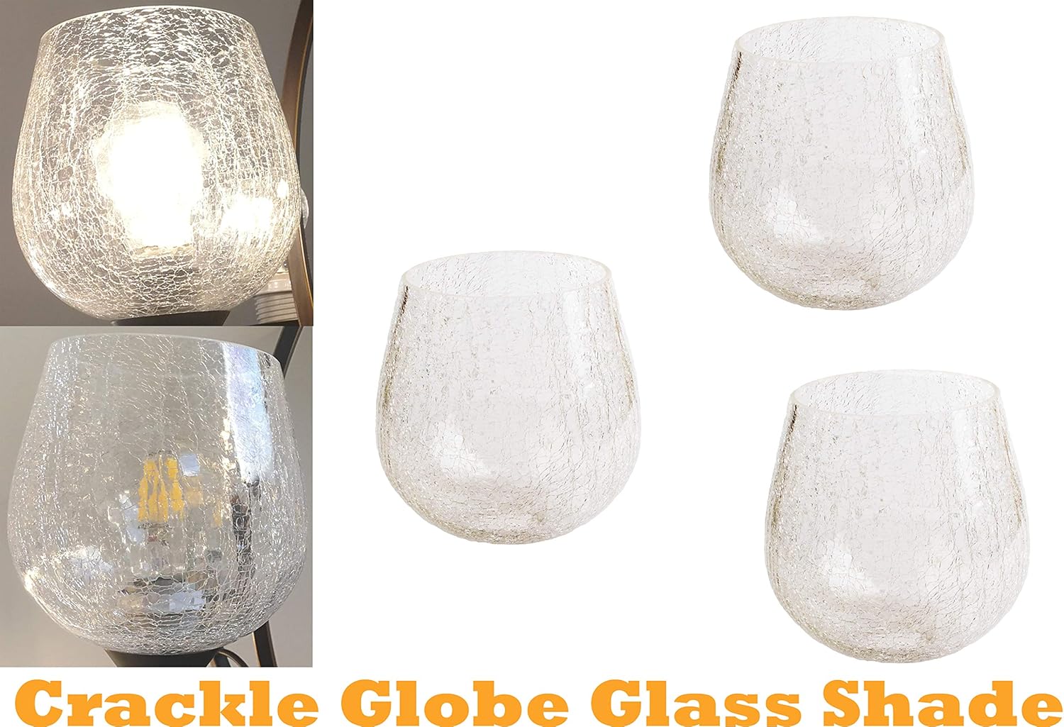 Limited Discount Crackle Glass Shade, LEDupdates 3 Pack Clear Globe Crack Finish for Light Fixture Lamp Glass replacement 1” 5/8 fitter Free Shipping Over $50 Crackle Glass Shade, LEDupdates 3 Pack Clear Globe Crack Finish for Light Fixture Lamp Glass replacement 1” 5/8 fitter