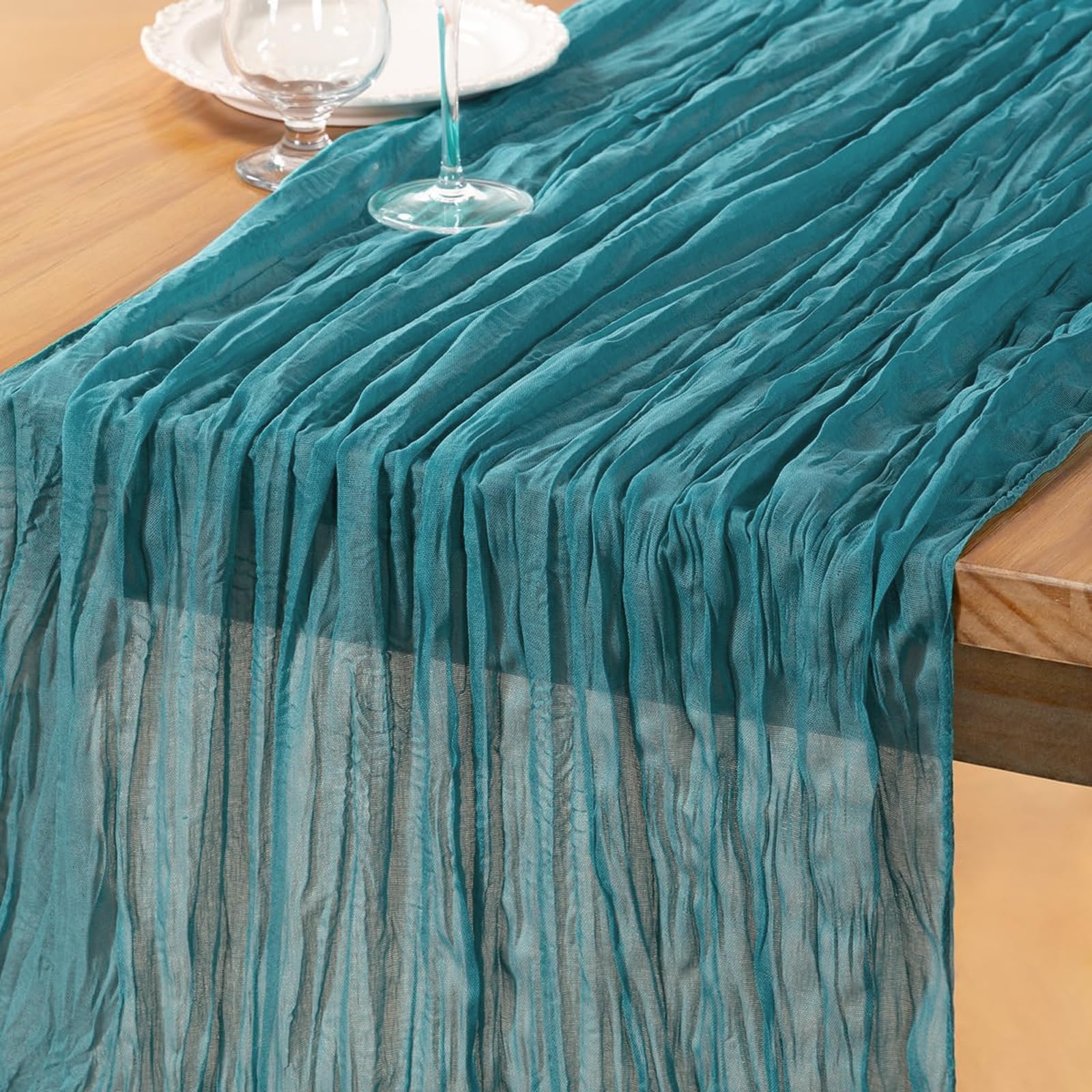 Runner da tavola in tulle velato per fai da te, artigianato, matrimoni, compleanni, tè, picnic, Natale, decorazione della cucina, 90 x 300 cm
