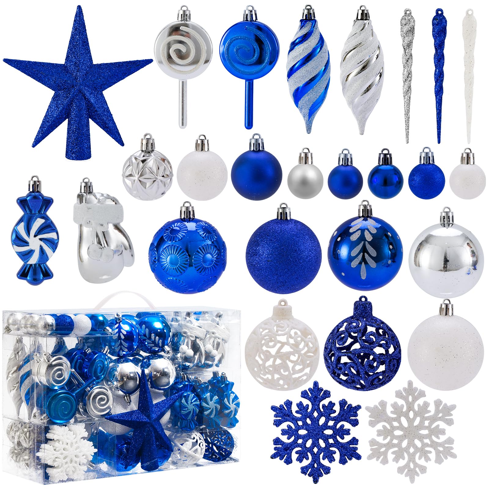 shatterproof christmas ball ornaments set, 130 pack christmas tree decorations, assorted hanging christmas balls bulk for holiday indoor outdoor xmas party decor (black not blue)
