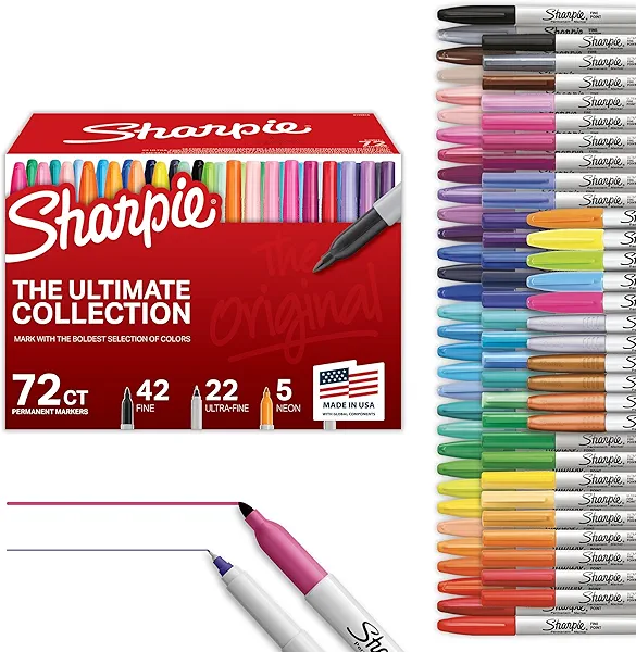 Sharpie Permanent Markers Ultimate Collection Ultra Fine And Fine Tip Markers Great For Teacher And Classroom Supplies Art Supplies Bulk Marker Set Assorted Colors 72 Count