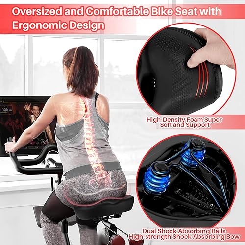 Miniatura 4 de Asiento de bicicleta de gran tamaño para bicicleta Peloton y bicicleta +, repuesto de sillín de bicicleta ancho compatible con bicicletas de