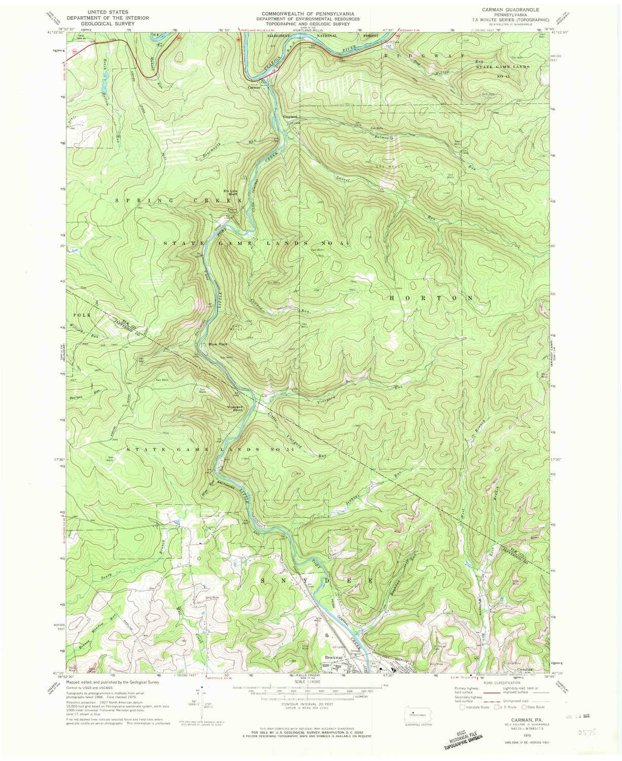 YellowMaps Carman PA topo map, 1:24000 Scale, 7.5 X 7.5 Minute, Historical, 1970, Updated 1972, 27 x 22 in - Paper