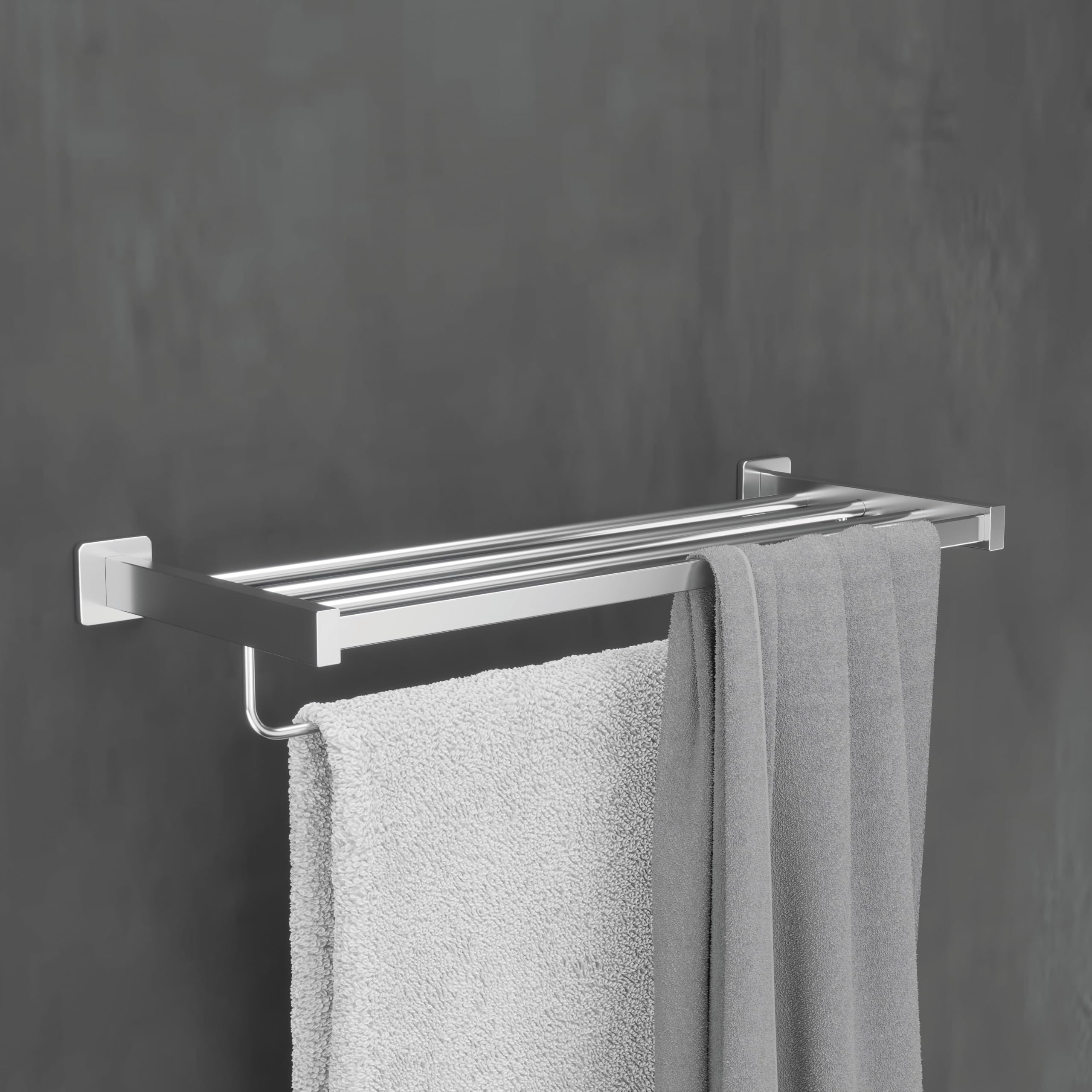IMEX - Toallero Doble Oro Rosa para Baño sin Taladro | Toallero Adhesivo para Pared, Lavabo o Mueble de Baño Oro | Resistente a Humedad y Corrosión | Doble Sistema de Fijación (Atornillado o Pegado)