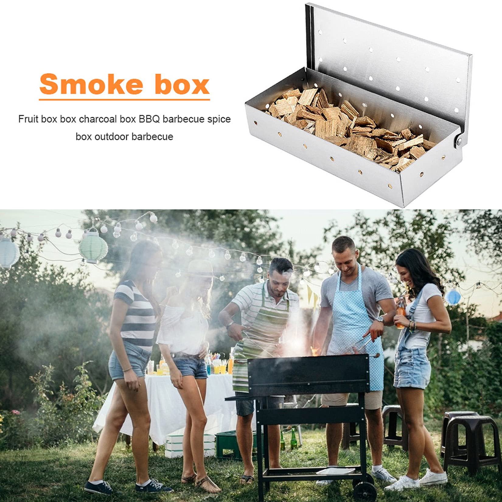 RoseFlower Affumicatore Box, Smoker Box Barbecue in Acciaio Inox per Barbecue a Gas, Elettrico e a Carbone per Affumicare la Carne alla Griglia e Ottenere Un Sapore Delizioso