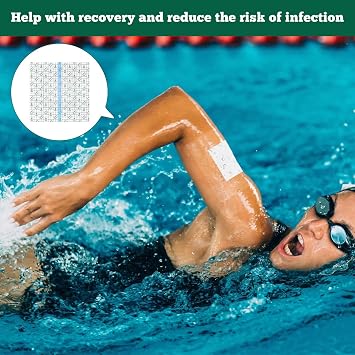 12 PCS Waterproof Dressings,20 x 20 CM Large Dressings with Cotton Absorbent Pad,Waterproof Plasters for Pu Waterproof Dressing for Swimming and Shower