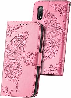 Xperia Ace II ケース 手帳型 SO-41Bケース かわいい おしゃれ 蝶々柄 エクスペリア ace ii ケース ハンドメイド 高級PUレザー 軽量 薄型 カード収納 横置き機能 財布型 サイドマグネット ストラップ付き 耐衝撃 SONY Xperia Ace II SO-41B 対応 (Xperia Ace II, ピンク)