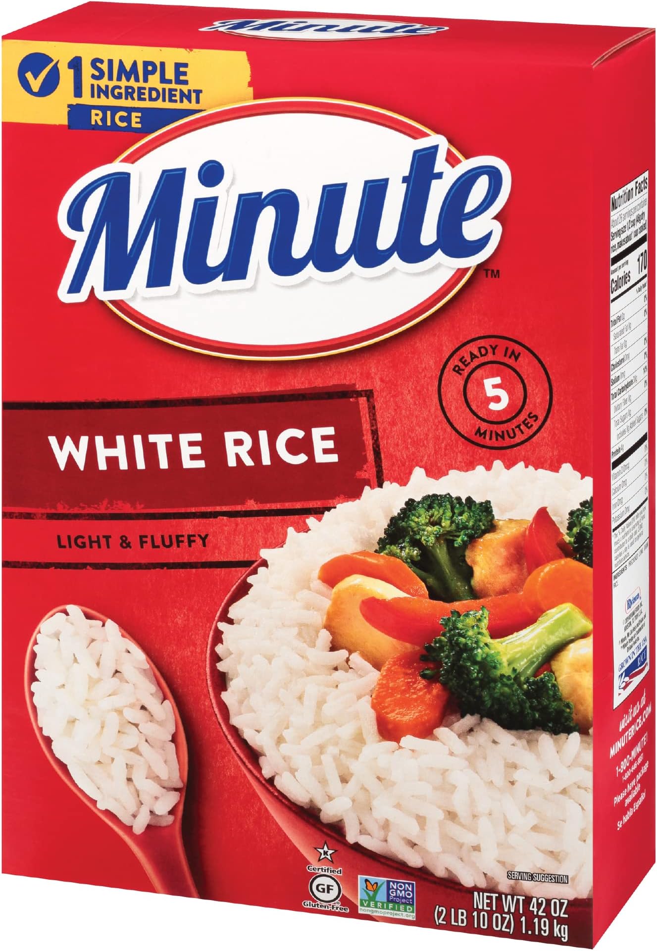 White Rice, Instant White Rice for Quick Dinner Meals, 42-Ounce Box