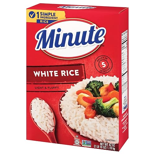 Arroz blanco Minute, arroz blanco instantáneo para cenas rápidas, caja de 42 onzas