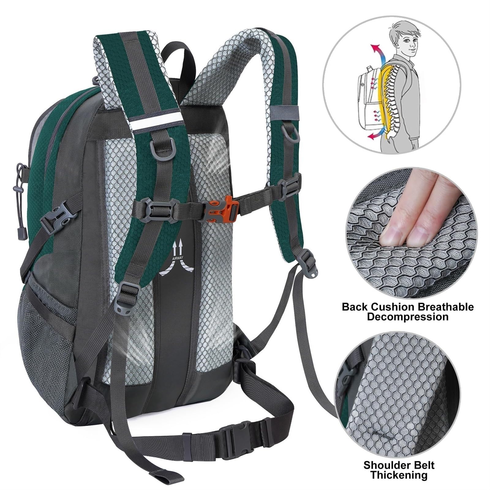 Plecak Turystyczny Kemping 35L Plecak Turystyczny Outdoor Day Pack Lekki Kempingowy Dla Mężczyzn I Kobiet Wielofunkcyjny(Green2)