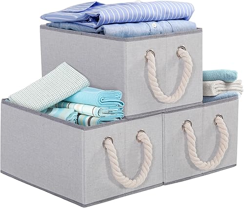 Contenedores de almacenamiento plegables con asas, cestas de almacenamiento decorativas para organización de estantes, cajas de almacenamiento