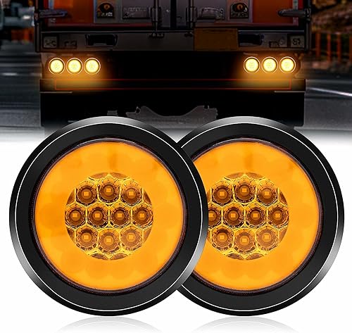 Miniatura 8 de Luces traseras LED redondas de 4 pulgadas, luces de freno de freno rojas, 24 LED con ojales de goma sellados, impermeables, para camión, caravana,