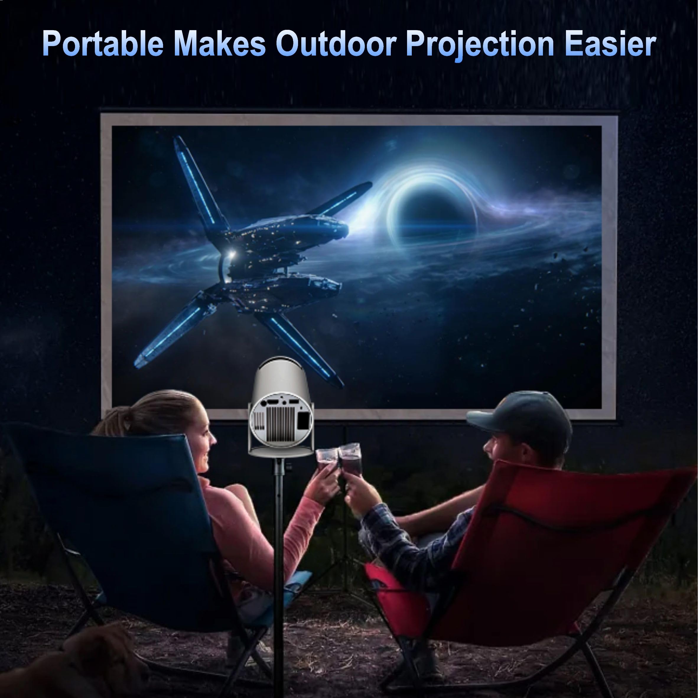 Mini Proyector 4K WiFi 6 BT5.2 Upgraded Proyector portátil Full HD Compatible con Teléfono/PC/TV/HDMI/PS5 Corrección Automática de Keystone Teatro en Casa Rotación de 180°[Aplicación Integrada]