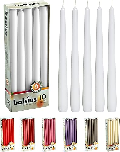 Bolsius Velas alargadas blancas (10 pulgadas) Blanco,Marfil,Rojo,Rojo Vino