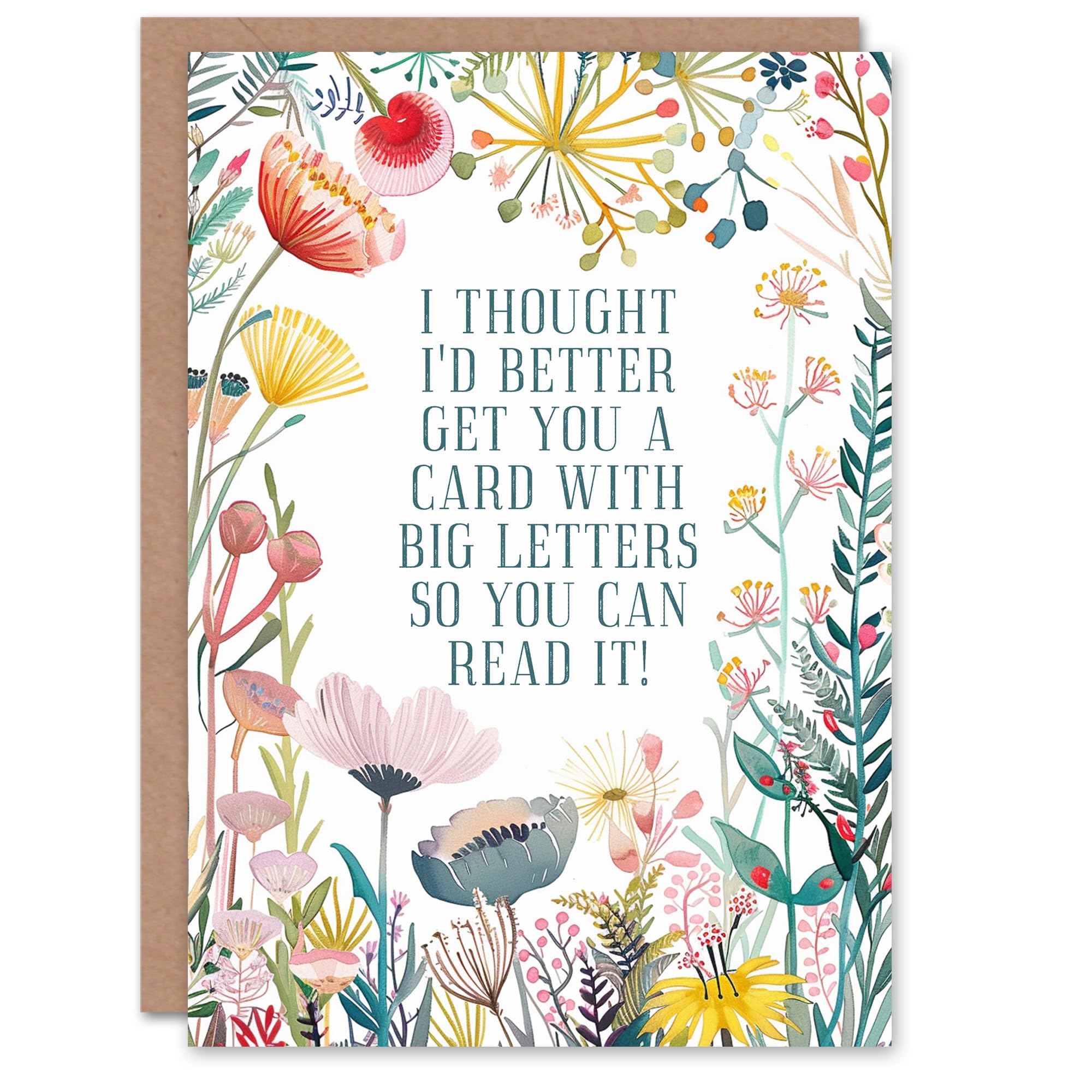 Artery8 Greeting Card Happy Flowers Big Letters Old Age Joke Funny For Her Grandmother Gran Granny Woman Birthday Card