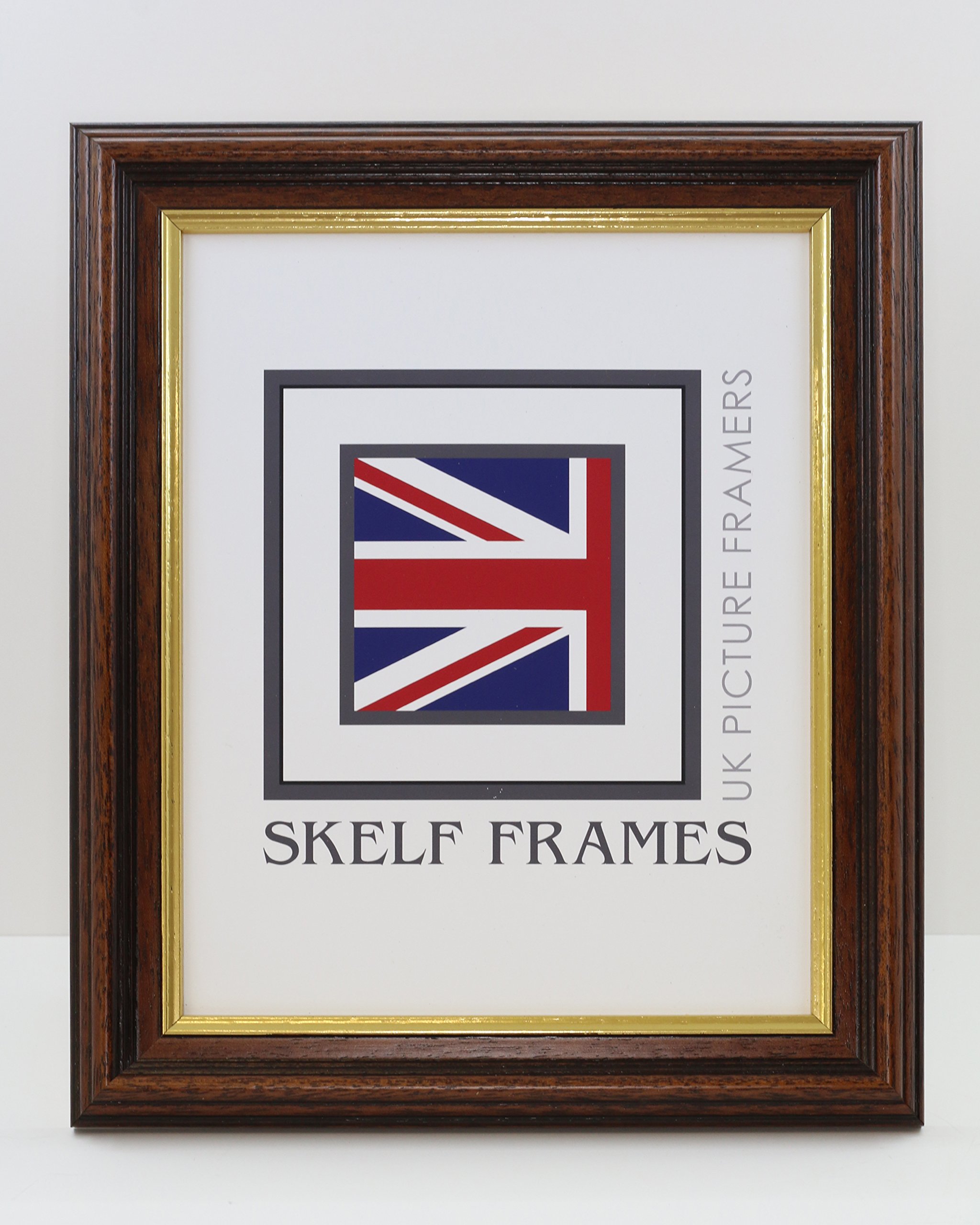Skelf Frames 35Mm Dark Wood With Gold Inlay 600Mm X 400Mm Picture Photo Poster Frame With Styrene (35Mm Dark Wood With Gold Inlay)