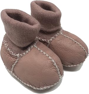 Alberta Genuine Sheepskin Leather Shearing Infant Baby Booties Shoes for Kids Warm Winter Shearing Booties