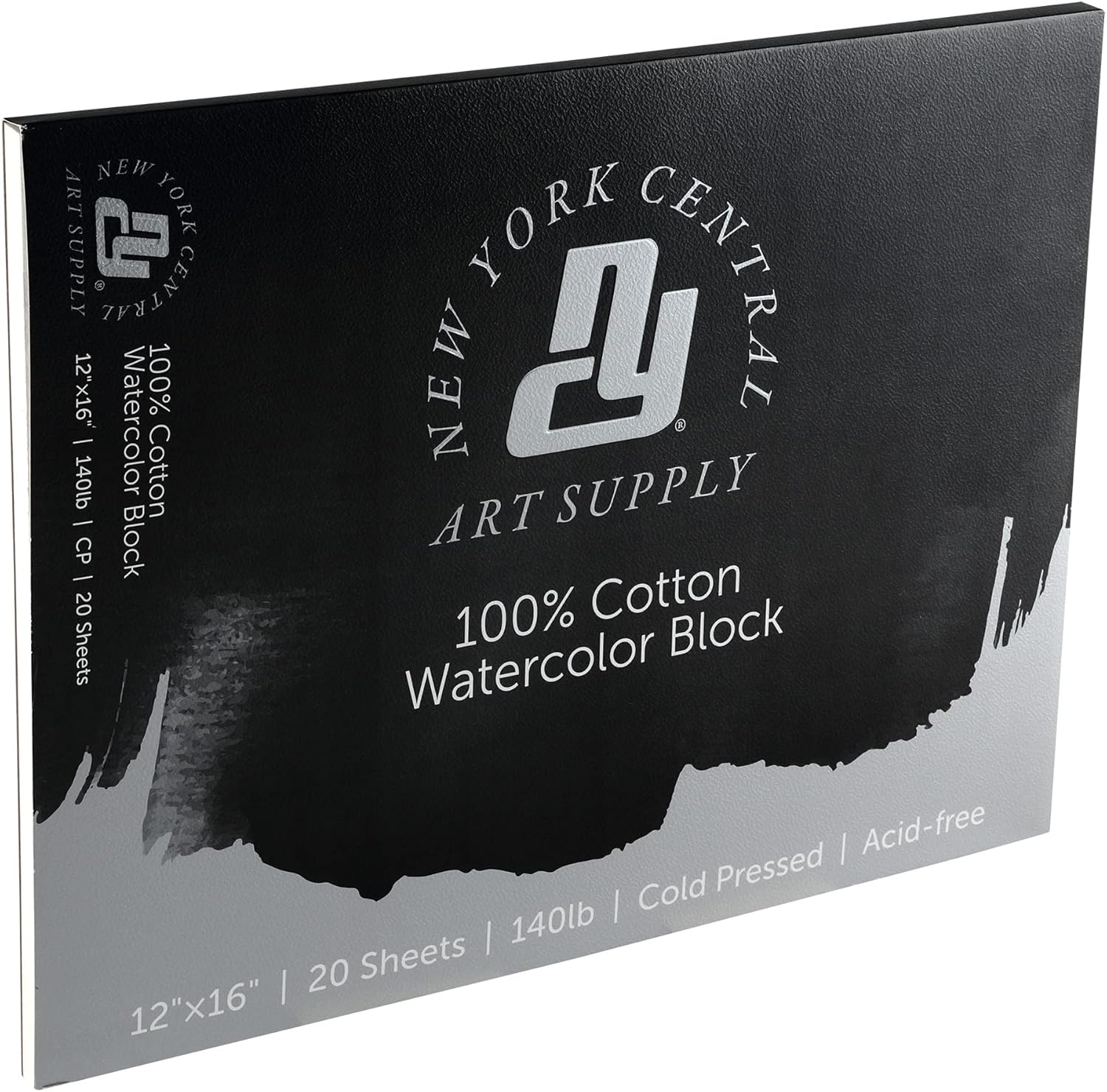New York Central Watercolor Block, 140 lb Cold Press 12x16 inch, 20 Sheets, Archival Watercolor Paper for Artists, Students, Gelatin Sized, Durable Water Color Paper, Suitable for Wet and Dry Media