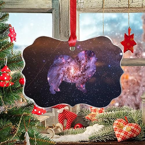 Adorno colgante de Navidad con diseño de cielo estrellado para perro, Chow Chow, acuarela, galaxia, perro, cachorro, regalo de vacaciones, adorno