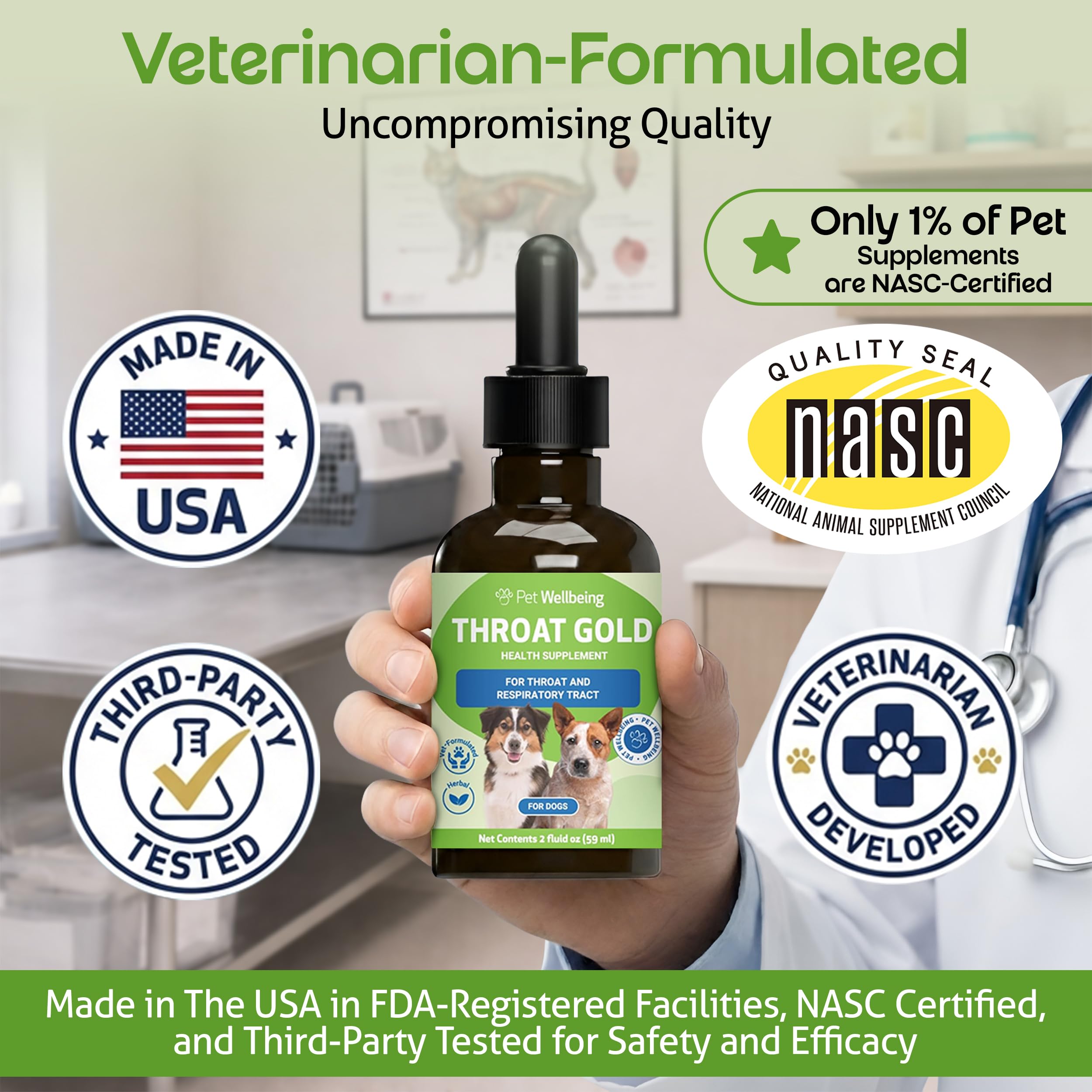 Pet Wellbeing Oro Gola per I Cani - La Tosse A Base di Erbe Naturali, La Gola E Il Supporto Respiratorio per I Cani -