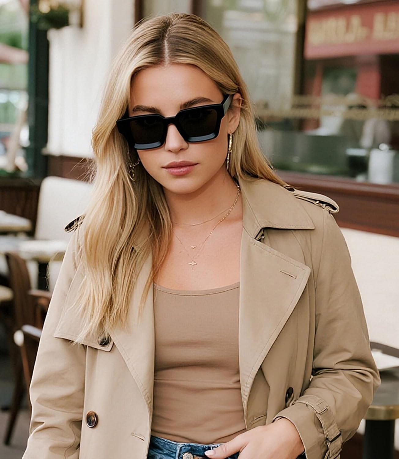 Pro Acme Square Sunglasses for Men Women,Thick Frame Sun Glasses Simple Designer Style Shades - Image 3