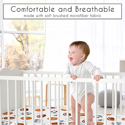 Miniatura 4 de Sweet Jojo Designs Tema deportivo niño ajustable mini cuna sábana bebé cuarto bebé recién nacido cama cama portátil paquete n juego colchón acuarela