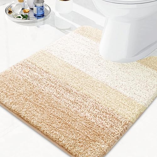 Miniatura 10 de Arotive Alfombras de baño de microfibra en forma de U, peludas, suaves y absorbentes, antideslizantes, tapetes de baño de felpa gruesa, lavables a