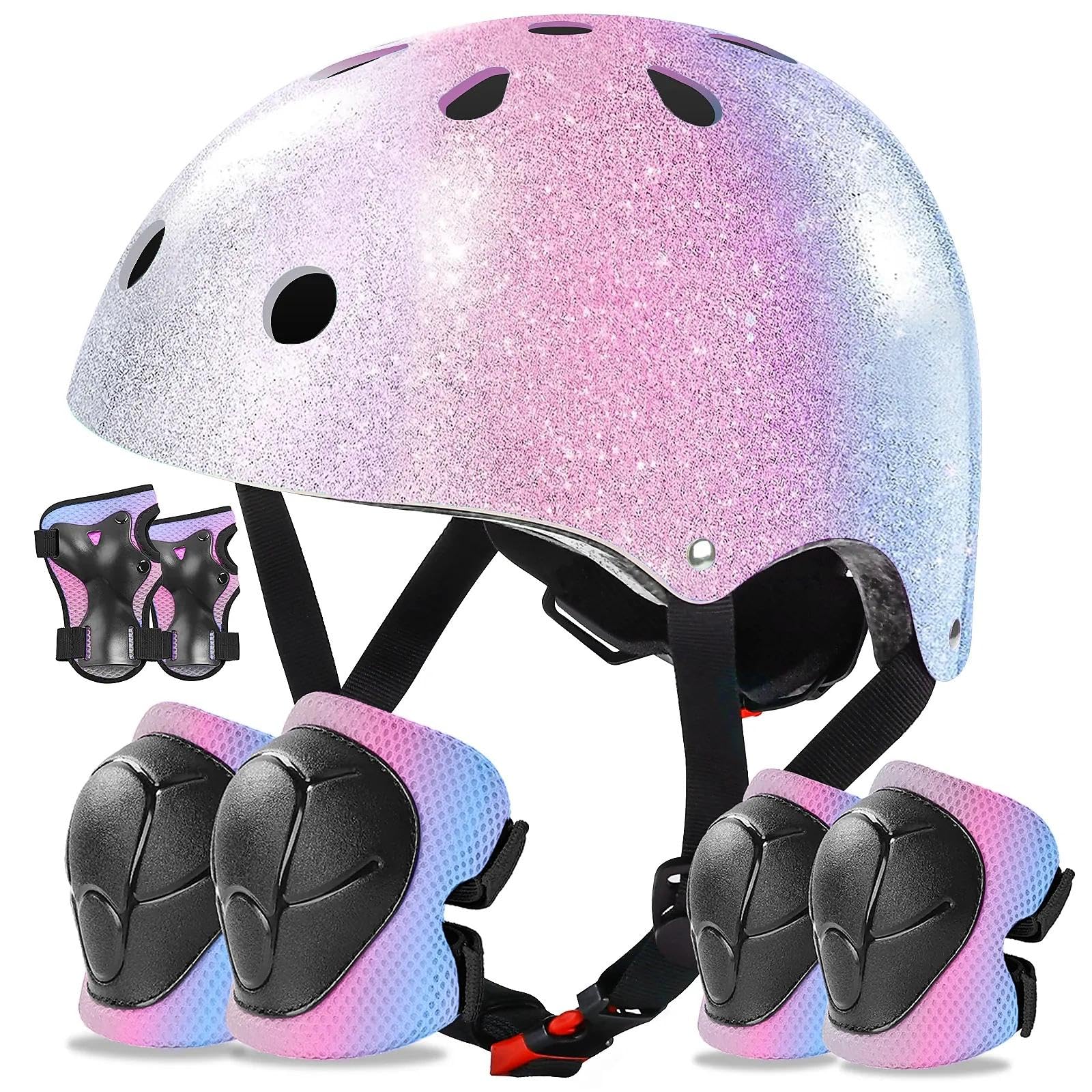 BiutiMama Kids Bike Helmet Set for Boys Girls Toddler Bicycle Helmet Adjustable Skateboard Helmet Protective Gear Set Knee Elbow Wrist Pads for