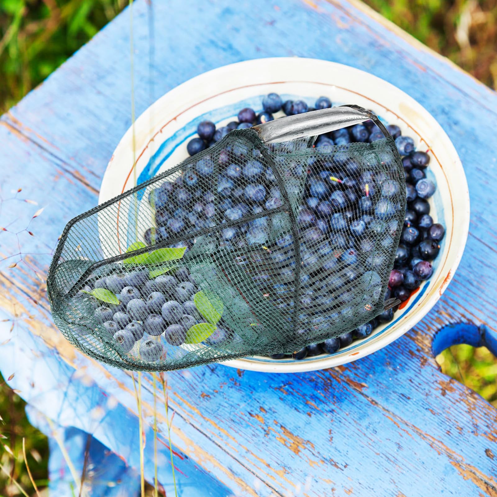Recolector de Arándanos y Fresas Portátil, Malla y Acero, Ligero Huerto, Recolección Suave de Frutas