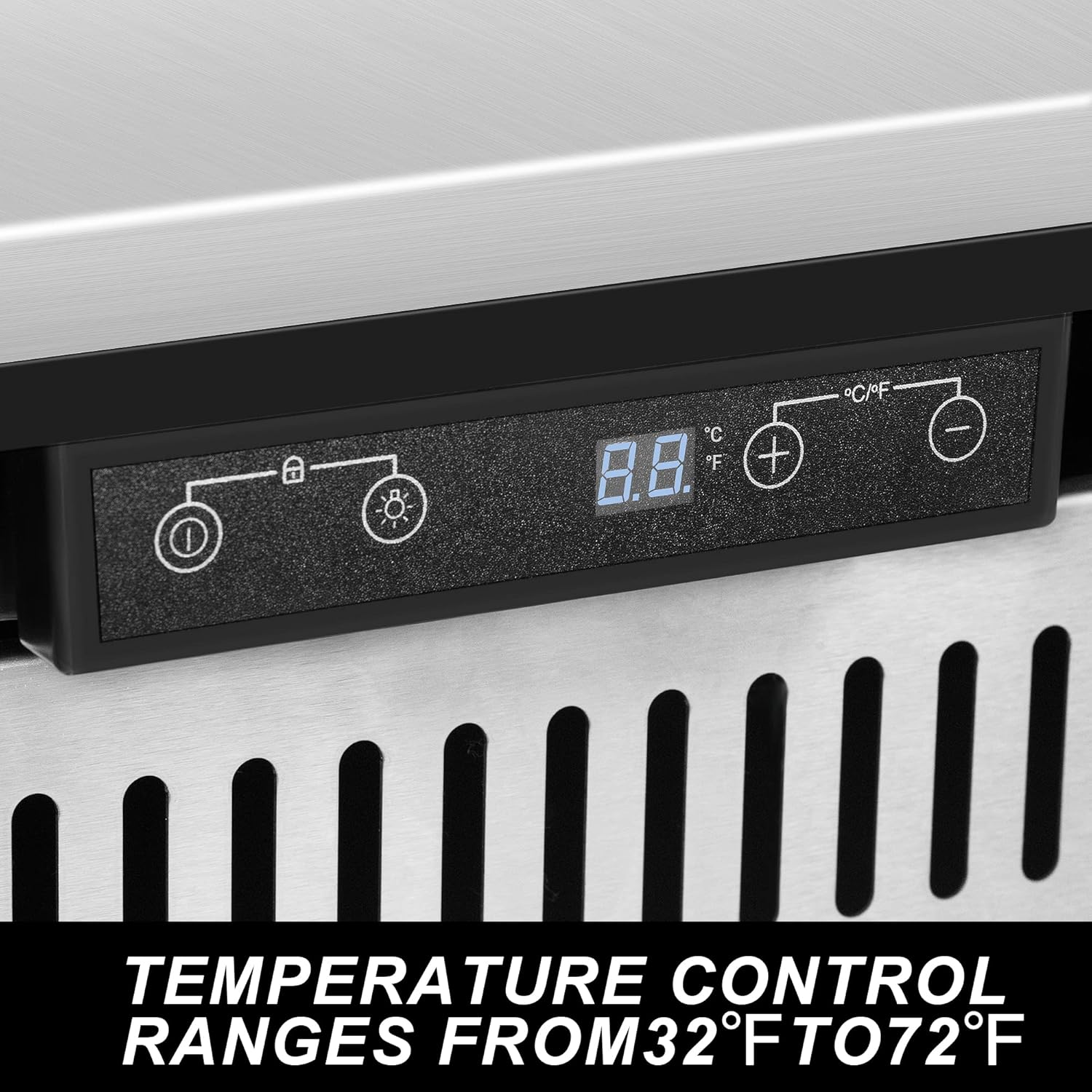 ICEJUNGLE Under Counter Refrigerator, Stainless Steel Under Counter