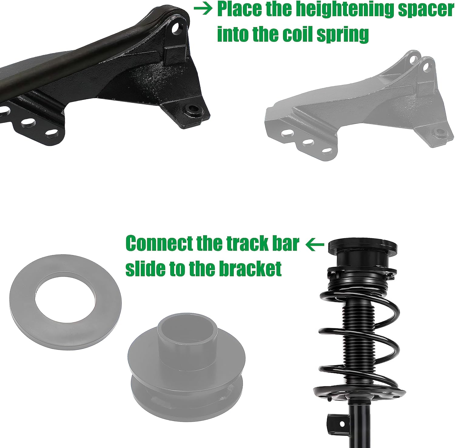 66-2726 Leveling Kit 2.5" Front Strut Coil Spacer with Track Bar Relocation Bracket Suspension Lift Kit, Compatible with 2011-2024 Ford Super Duty F250/F350/F450 4WD Trucks