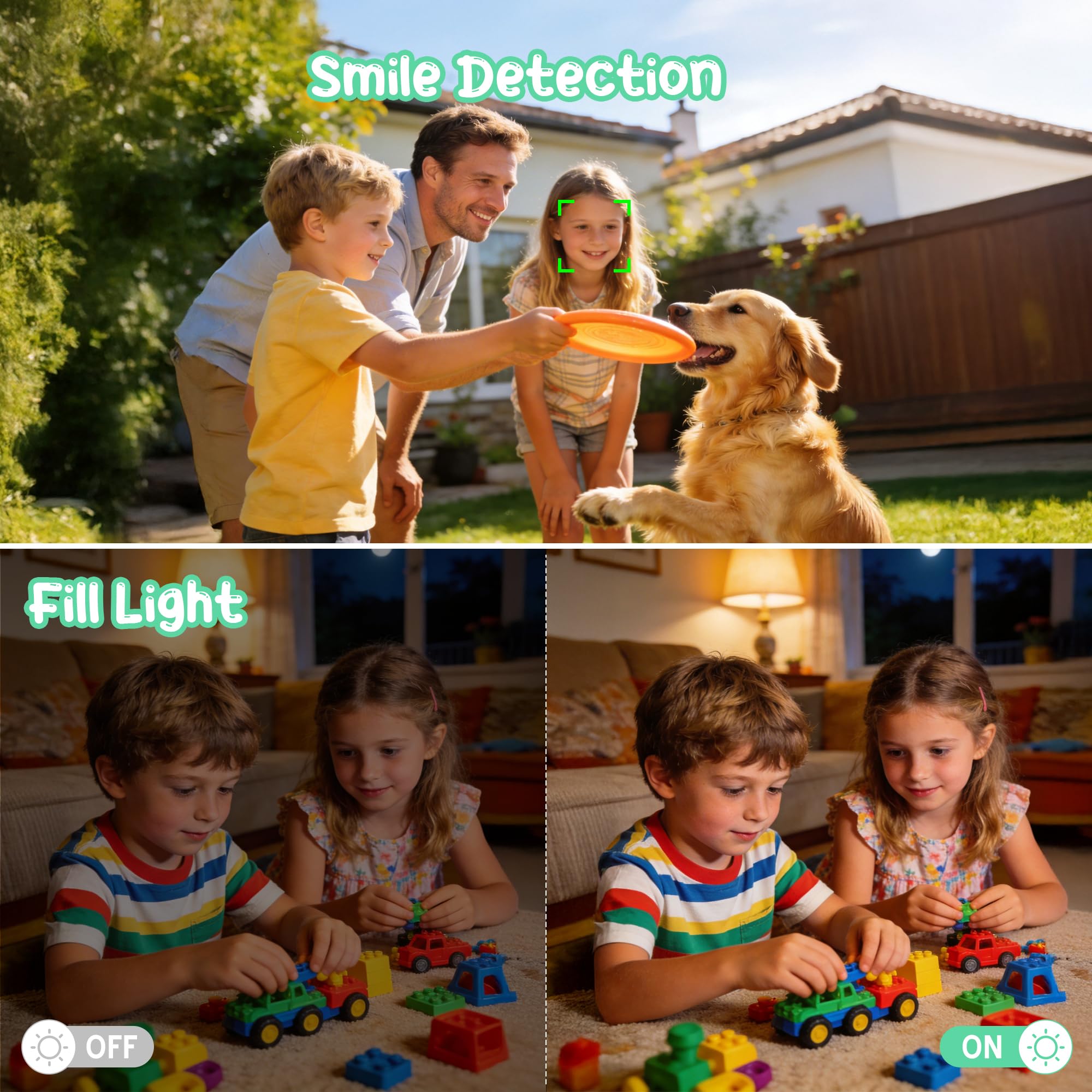 Digital Camera 1080P 44MP Vlogging Camera for Kids Boys FHD Compact Portable with 2.4 Inch Screen 16X Zoom, Mini Anti-Shake Camera for Beginners Students-Green - 4