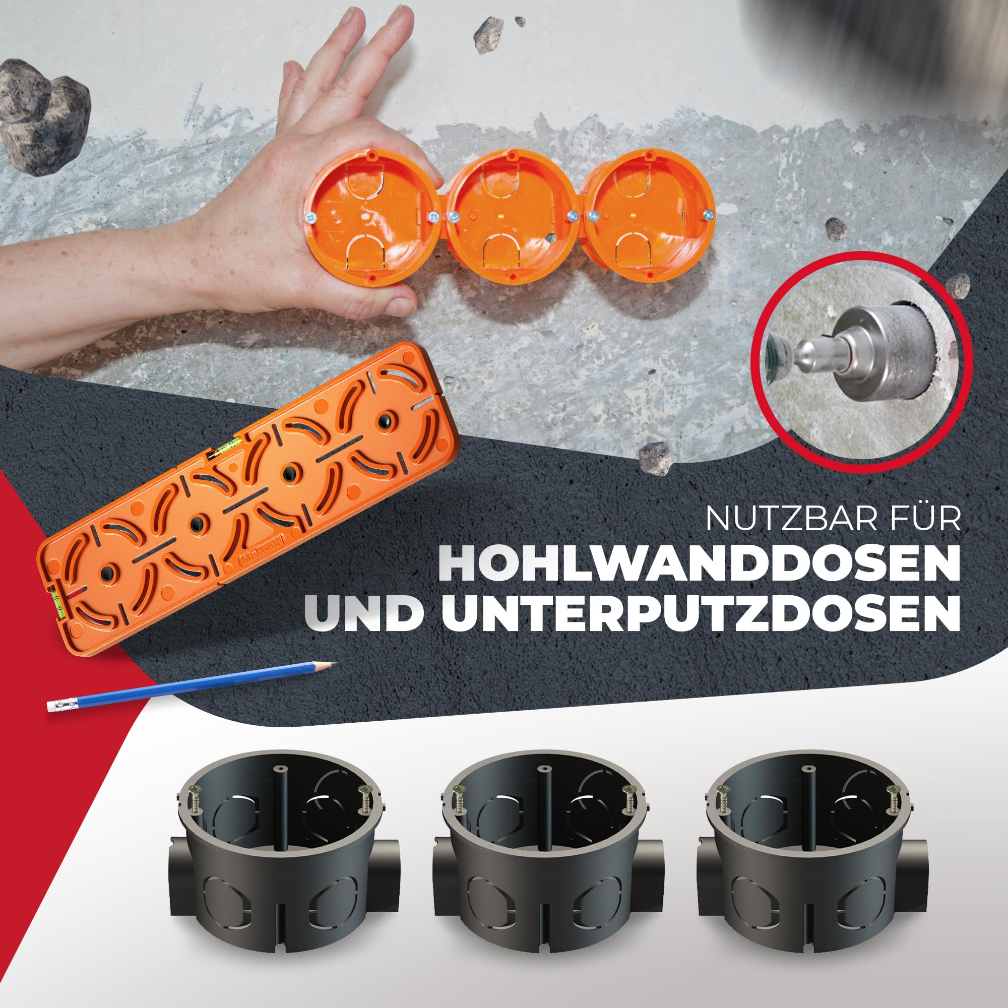 Attema Inbouwdoos hollewand 5/8 16mm - UHW40