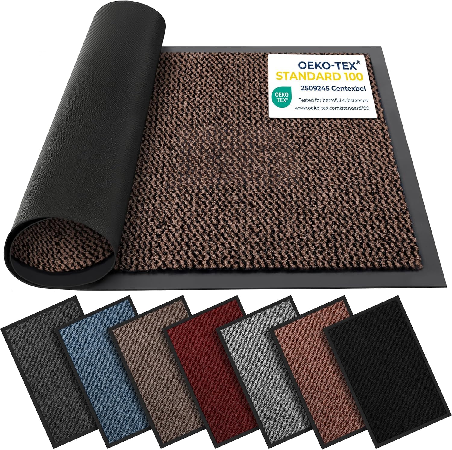 BLADO Washable Door Mats Indoor & Outdoor - Non-Slippery Heavy Duty Doormats Indoor - Stylish & Large Rubber Door Mat - Perfect Dust Grabbing Outdoor & Indoor Door Mat (Brown, 40cm x 60cm)