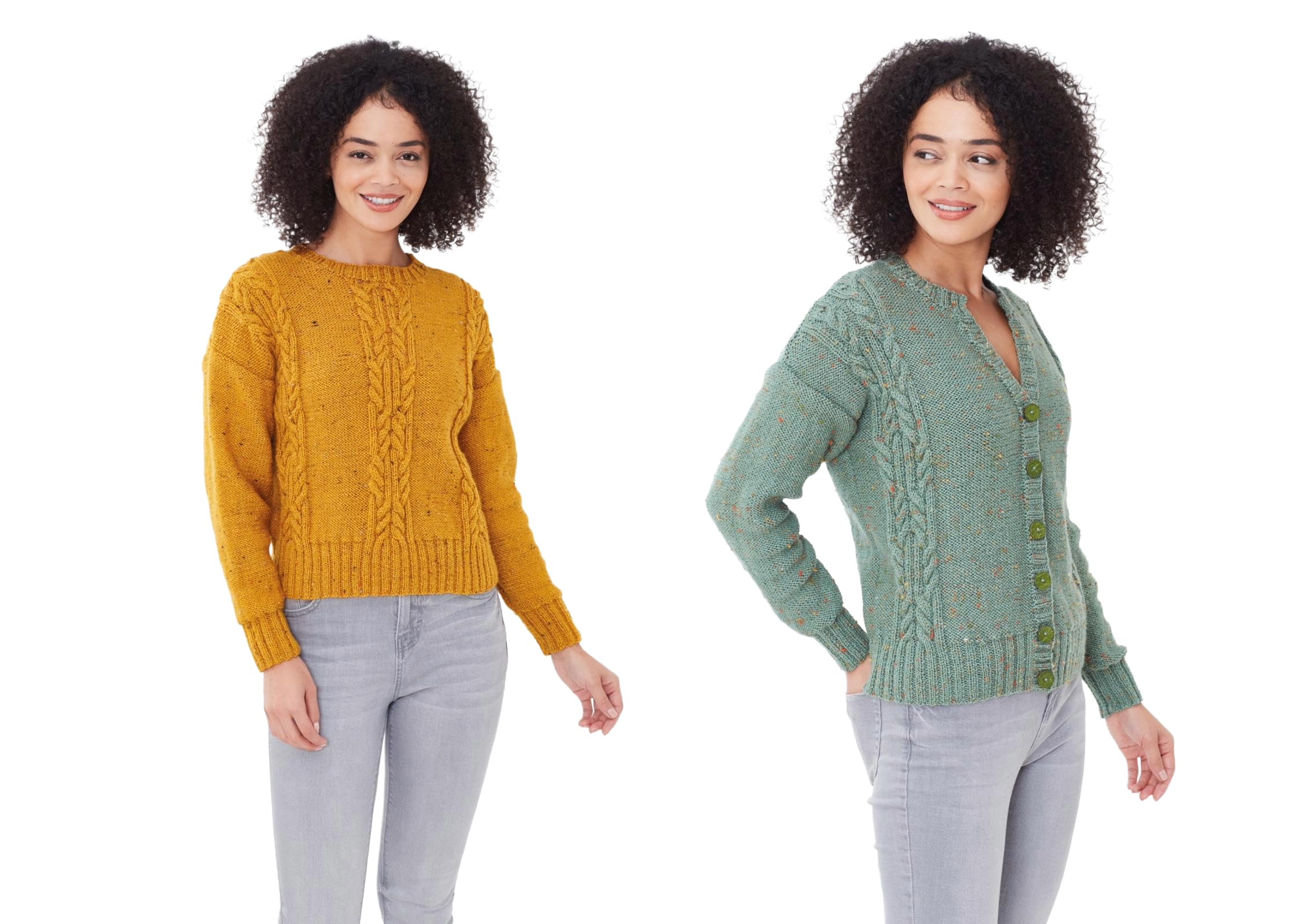 King Cole 5710 Knitting Pattern Womens Cardigan and Sweater in Big Value Tweed DK, Multi, 32inch - 50inch