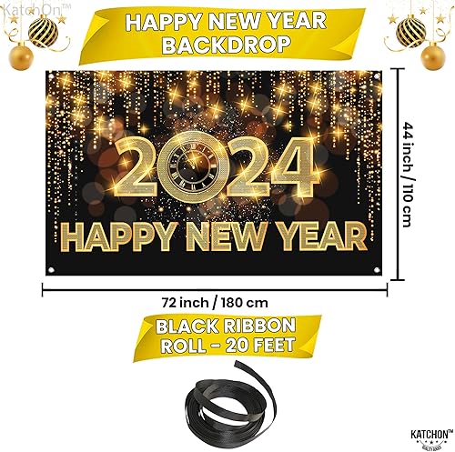 Miniatura 2 de KatchOn, Cartel de Feliz Año Nuevo 2024  Xtragrande, 72 x 44 pulgadas  Fondo de feliz año nuevo, decoraciones de feliz año nuevo 2024  Cartel de Año