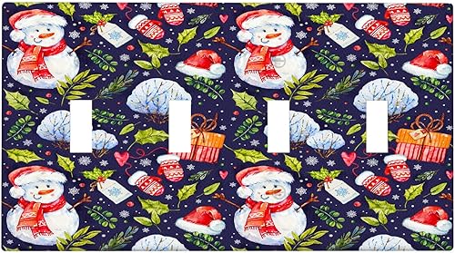 Miniatura 78 de Cubierta de interruptor de luz dúplex de 1 banda, cubierta decorativa de Navidad con copos de nieve rojos, placa frontal decorativa para cocina