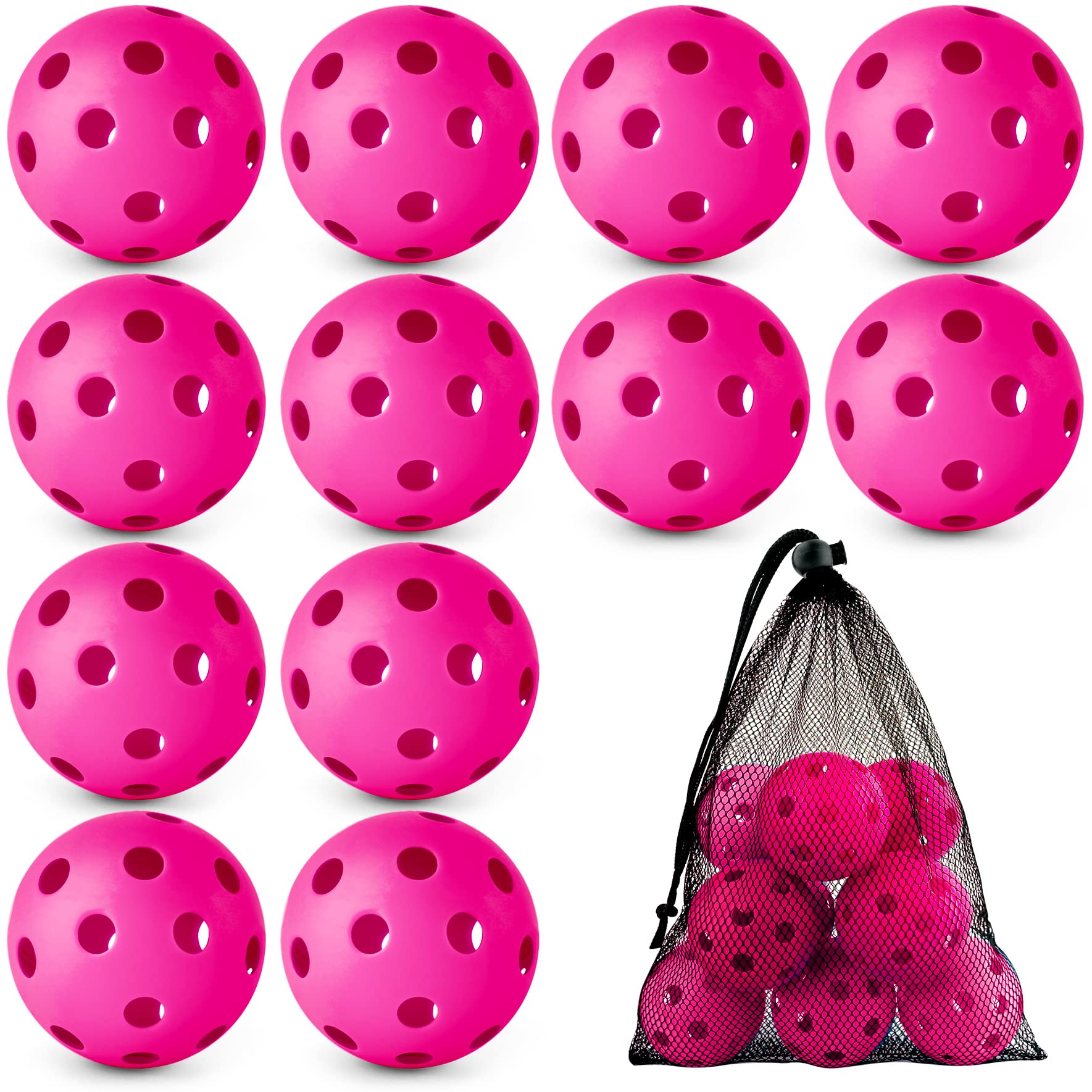 Coopay 12/50/100 Pack Plastic Baseballs Practice Training Balls Lightweight Hollow Softballs with a Drawstring Bag for Hitting Pitching Batting Training Indoor Outdoor Sport