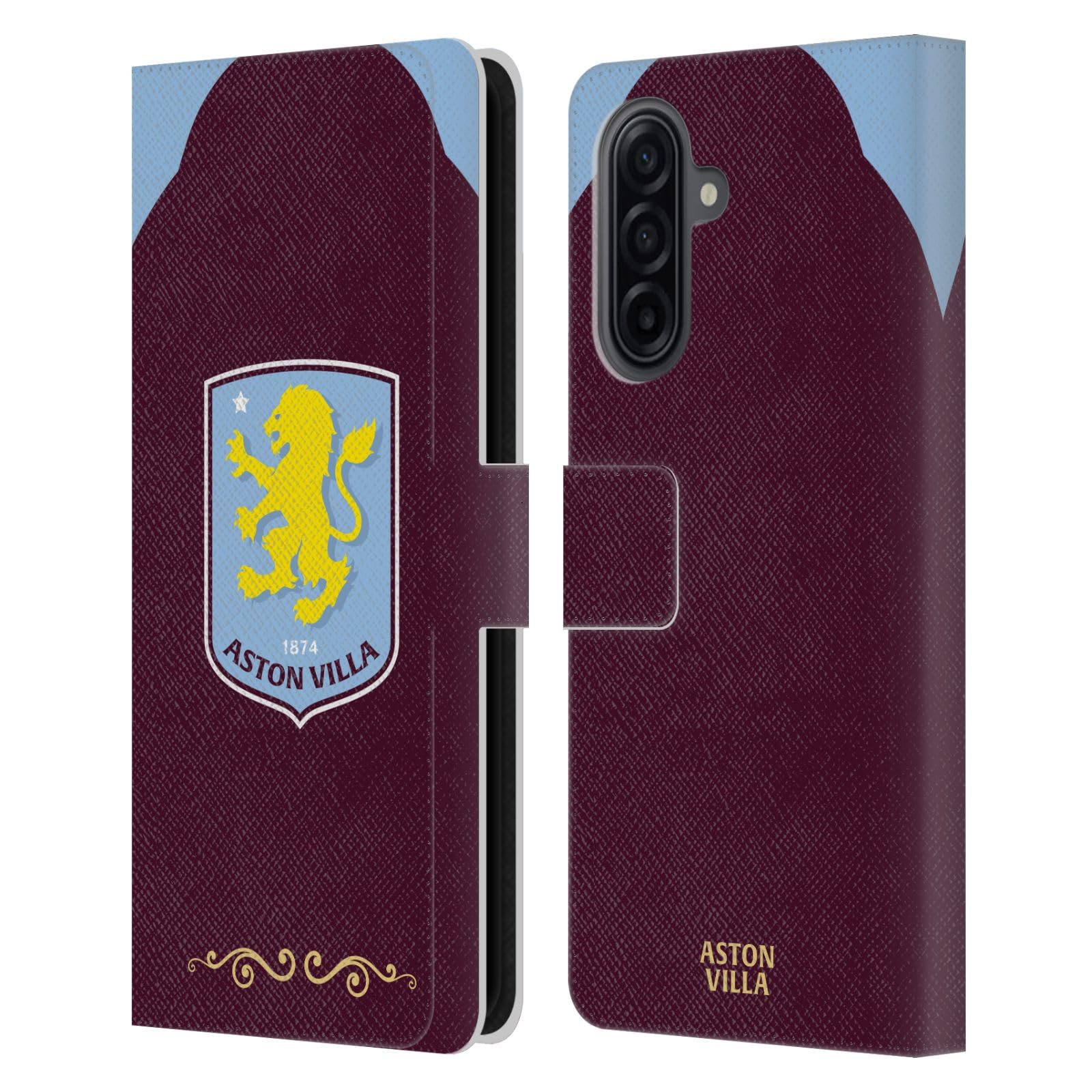 Head Case Designs Officially Licensed Aston Villa Football Club Home 2025/26 Crest Kit Leather Wallet Case Compatible With Samsung Galaxy A17 4G / 5G