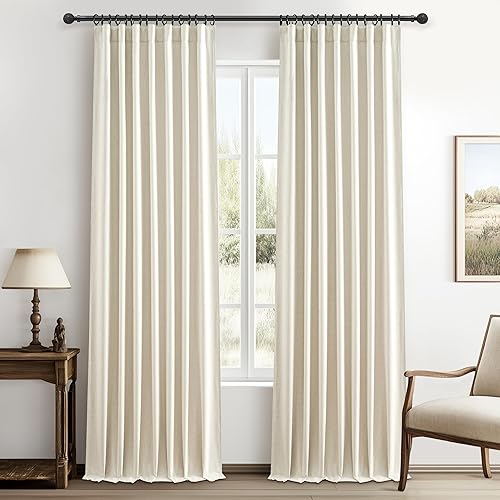 Miniatura 67 de Cortinas opacas totales de abedul de 96 pulgadas de largo para dormitorio, 8 pies de alto, cortinas rústicas de campo térmicas pesadas para sala de