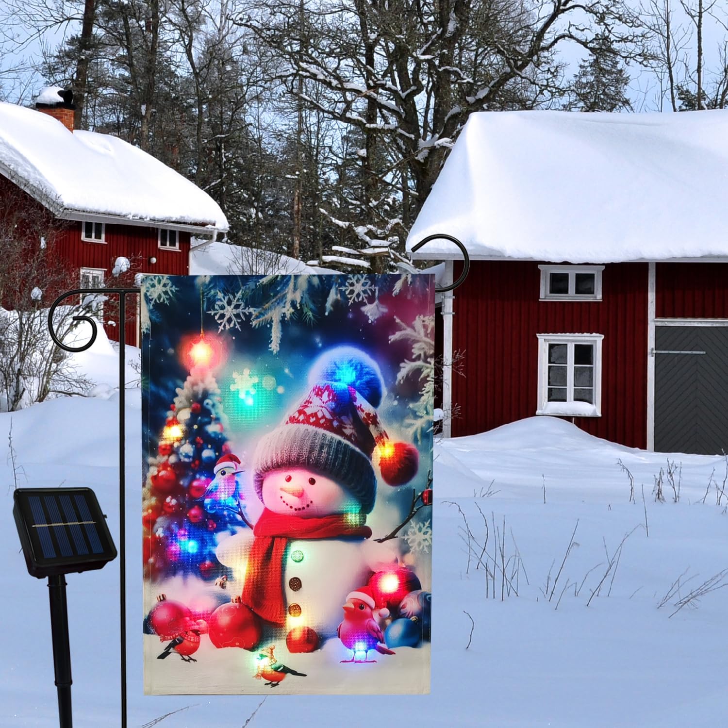 solar garden flag lights outdoors garden flag 12X18 double sided, solar sall yard flag, winter outside decorations - Image 2