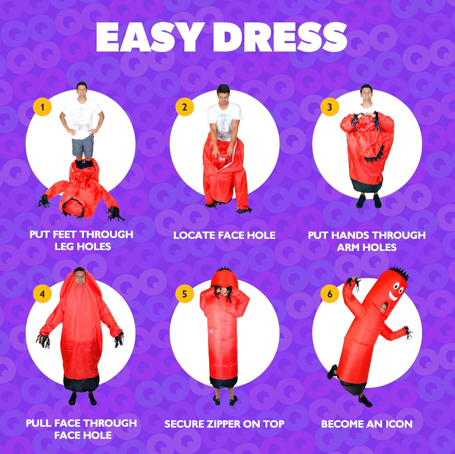 LookOurWay Inflatable Tube Man Costume - Wacky Wavy Arm Guy Funny Inflatable Halloween Costume for Adults - Image 4