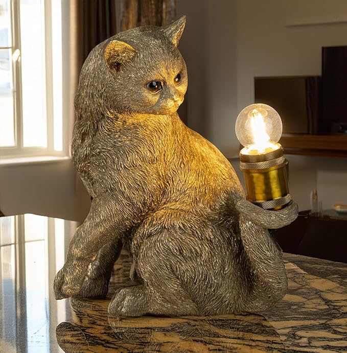 Kremers Schatzkiste Kremers Schatzkiste Floor Lamp cat 32 cm antique gold ambient lamp decorative figure decorative animal lamp figure living room cat cat standing lamp table lamp living room photo 2