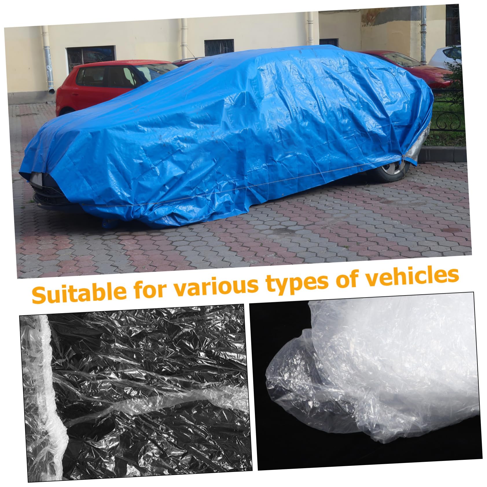 SOESFOUFU Disposable Plastic Car Cover Heavy-Duty Pe for Suvs for Outdoor Storage and Rain — view 8