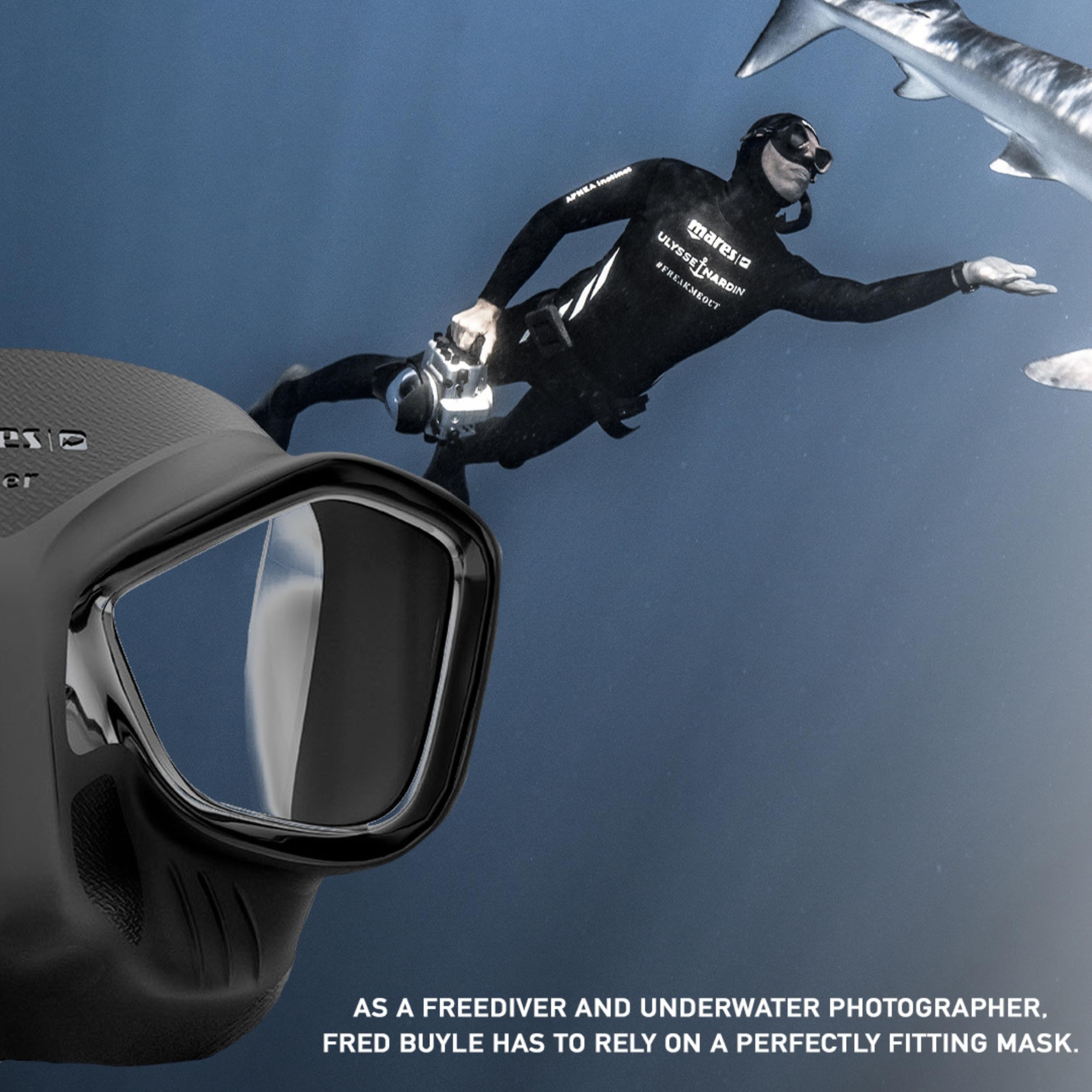 Mares Viper - Maschera Apnea Volume Minimo, Gonna Anatomica Silicone Anti-Appannamento, Pesca Subacquea