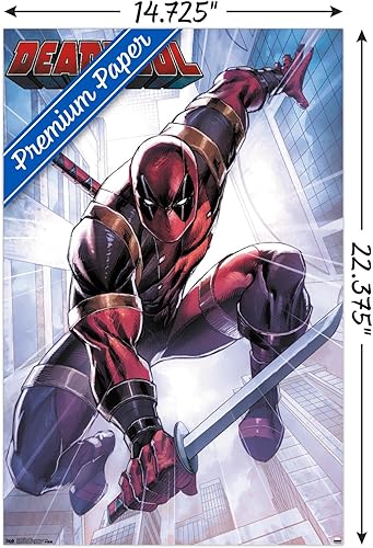 Miniatura 56 de Trends International Marvel Comics Deadpool - Póster de pared de ataque, 22.375 x 34 pulgadas, versión enmarcada en negro Versión enmarcada Barnwood